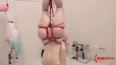 She loves having a strong person tie her up tight while she takes the hardest fucking on an upside down pole.  